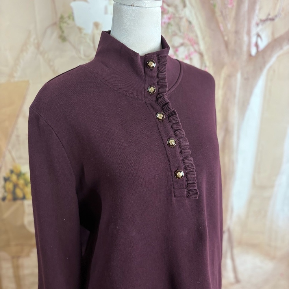 NEW Talbots Deep Purple Ruffled Sweater - Picture 6 of 10